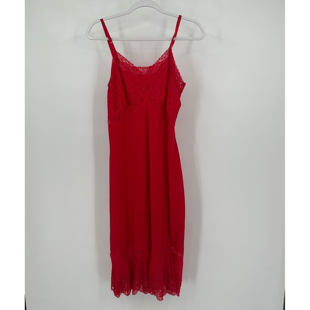 Van Raalte Women Vintage Regency Slip Dress Size L Red Boudoir Pinup Mid Century